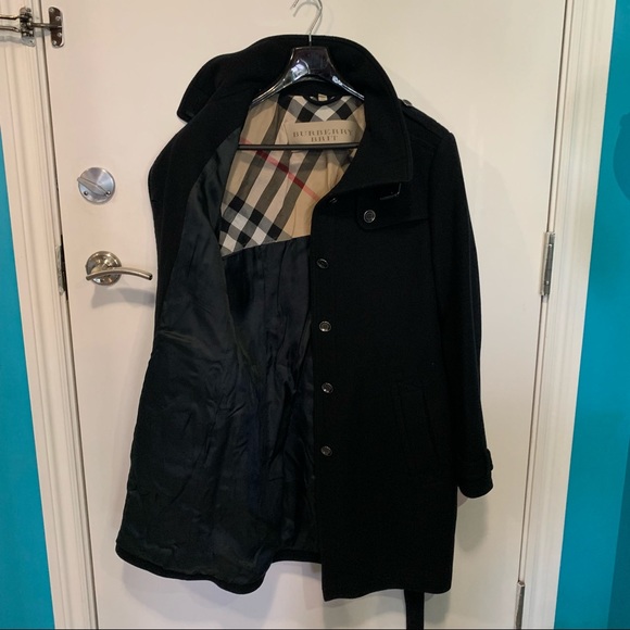 Black Burberry Brit Rushworth belted wool blend trench coat - Picture 5 of 11